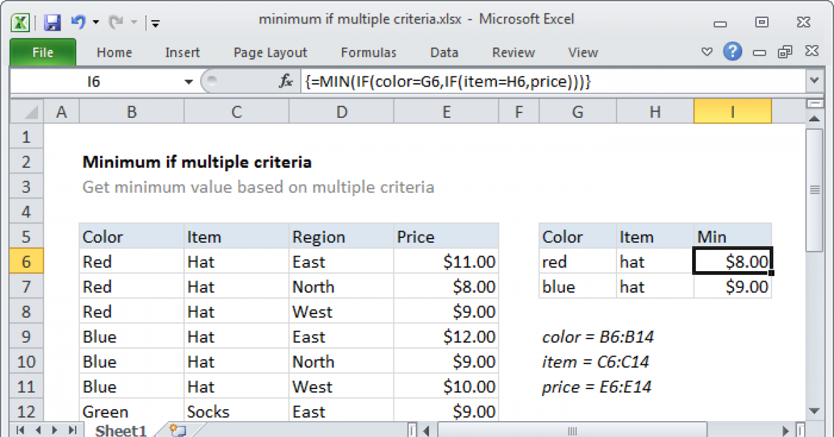 Minimum if multiple criteria - Excel formula | Exceljet