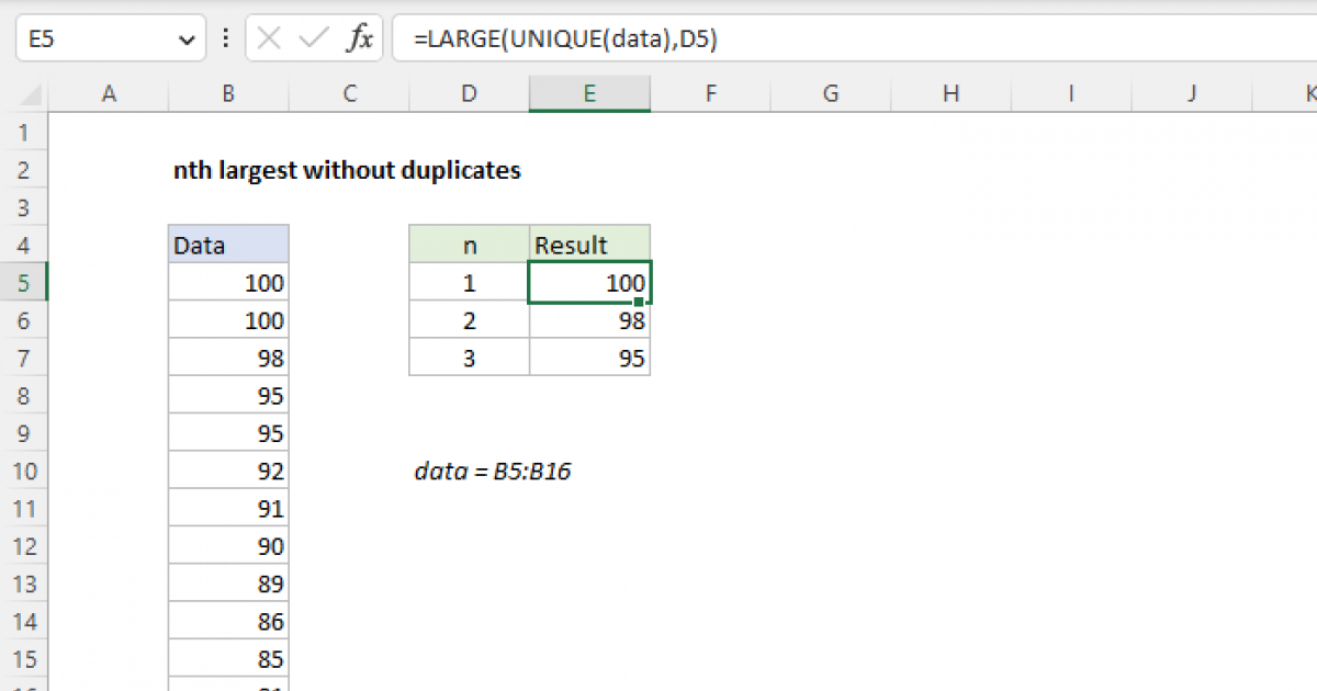 nth-largest-without-duplicates-excel-formula-exceljet