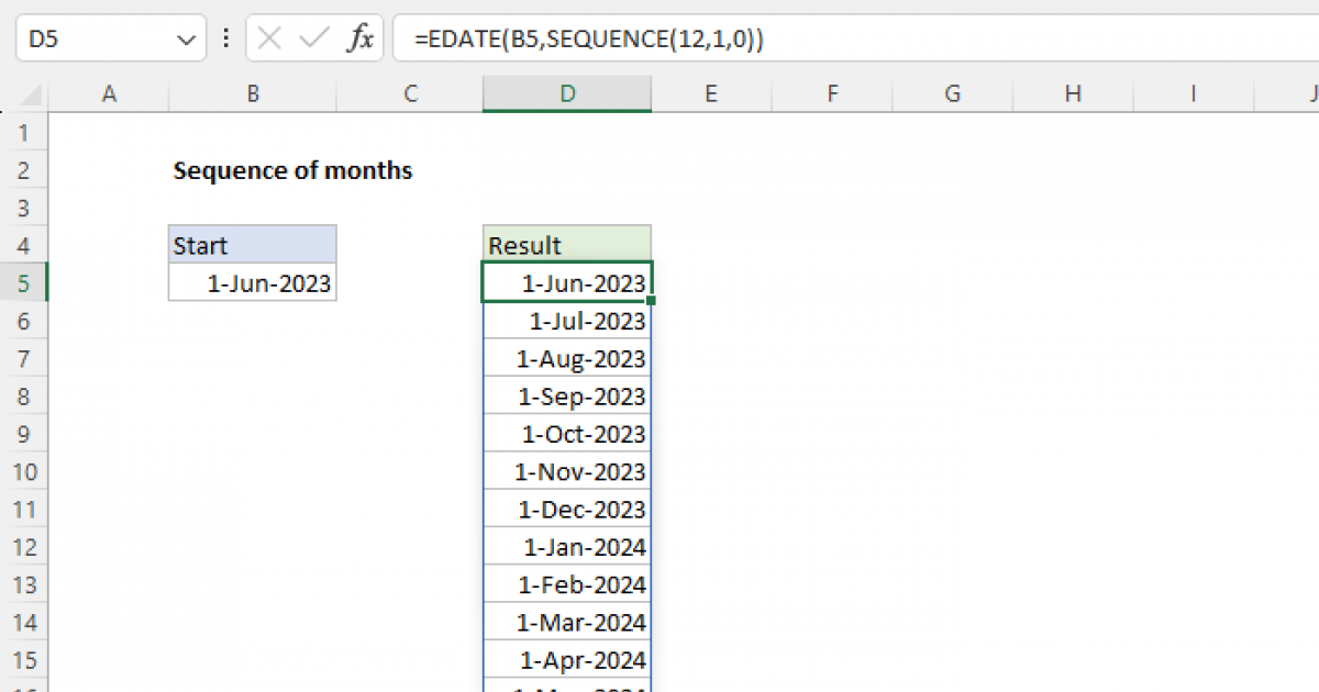 Sequence Of Months Excel Formula Exceljet