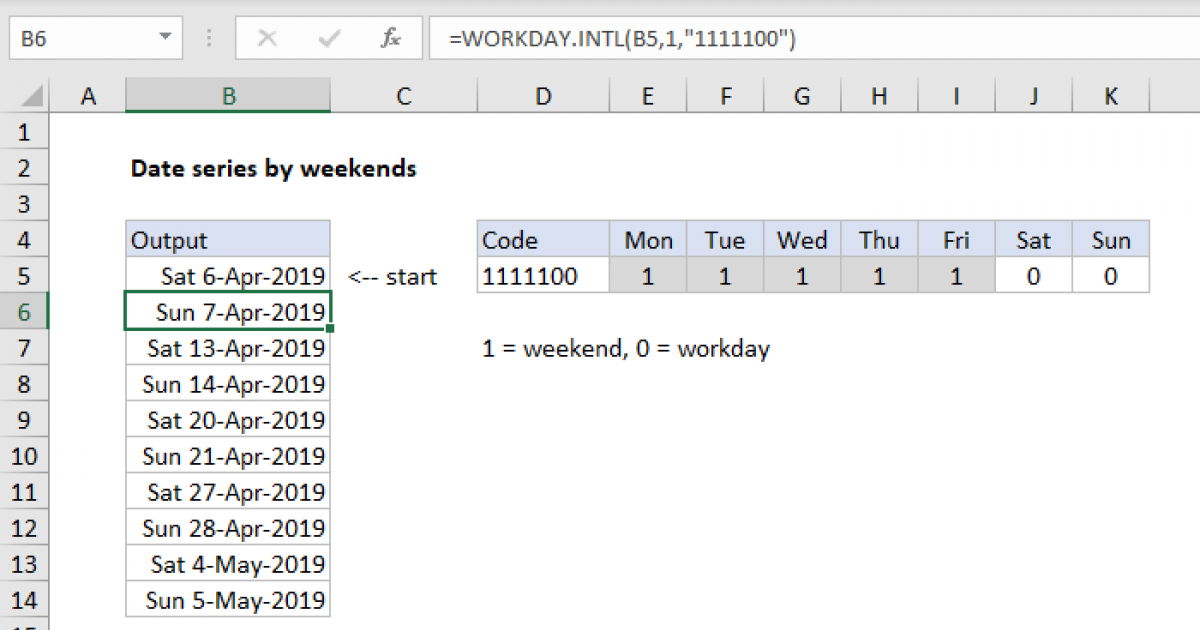 Series of dates by weekends - Excel formula | Exceljet