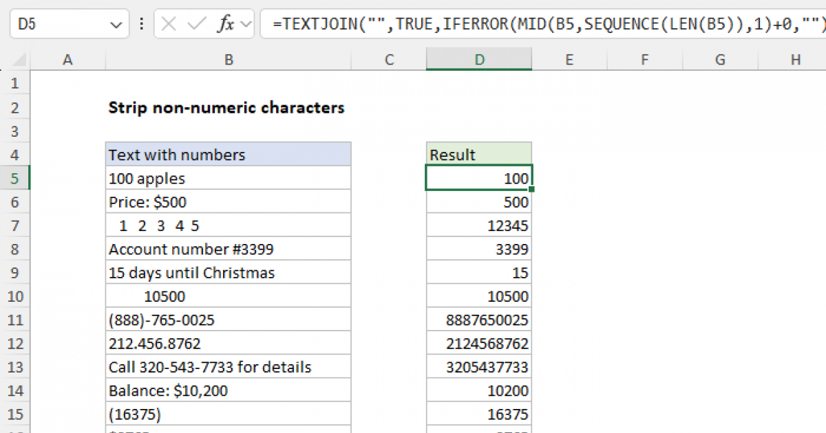 Strip Non Numeric Characters Excel