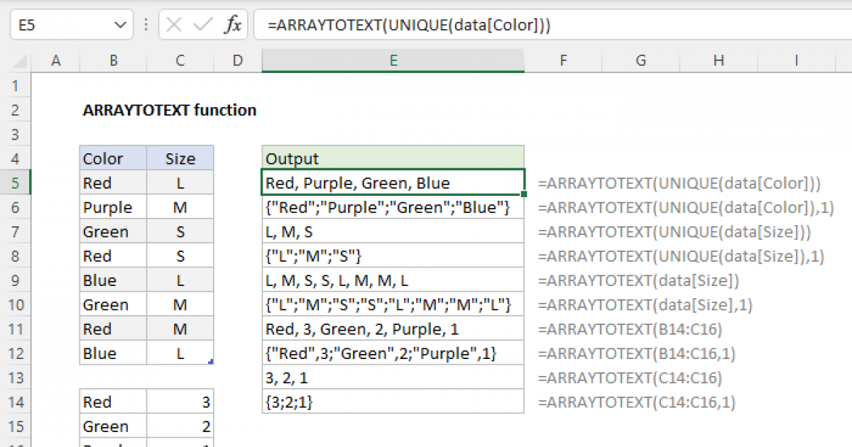 Excel ARRAYTOTEXT function | Exceljet