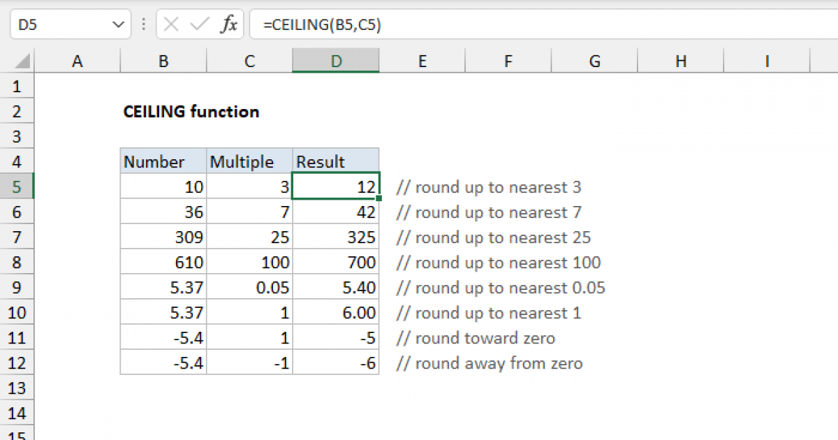 Excel Ceiling Function Exceljet