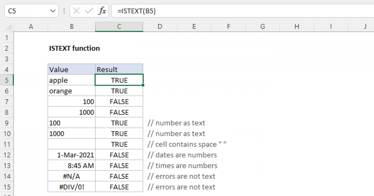 Excel ISTEXT function | Exceljet