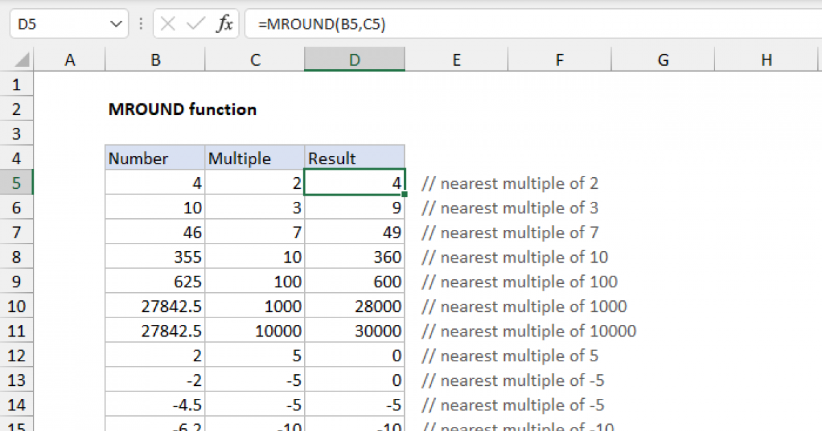 Excel MROUND function | Exceljet