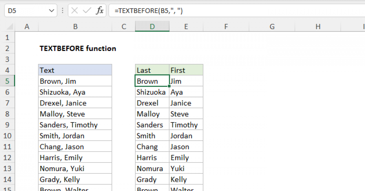 Excel TEXTBEFORE function | Exceljet