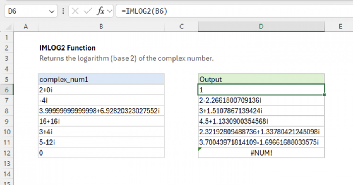 Excel IMLOG2 function Exceljet