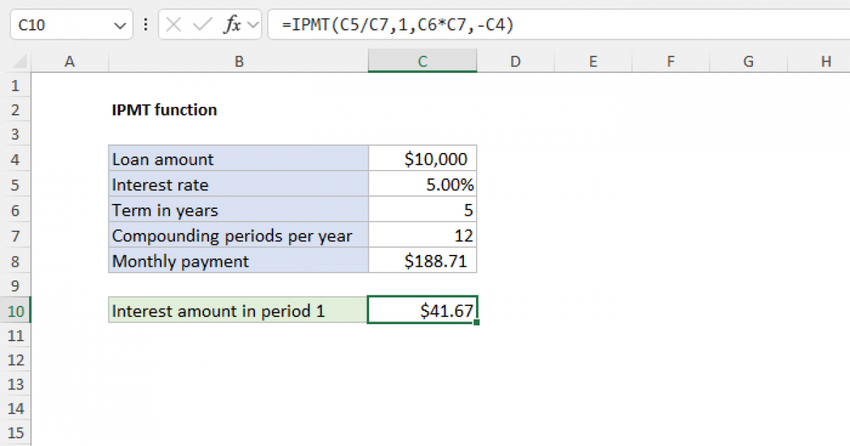 Excel IPMT function | Exceljet