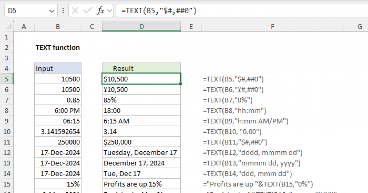 Excel TEXT function | Exceljet