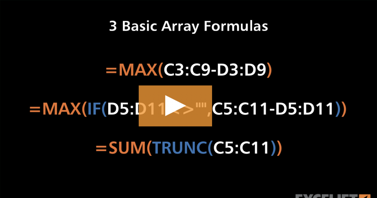 3 basic array formulas (video) | Exceljet