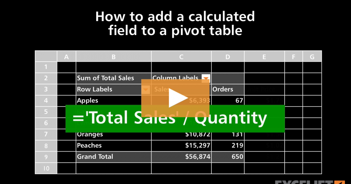 How to add a calculated field to a pivot table (video) | Exceljet