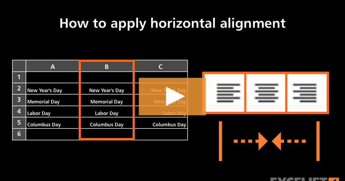 How To Apply Horizontal Alignment In Excel Video Exceljet 1297