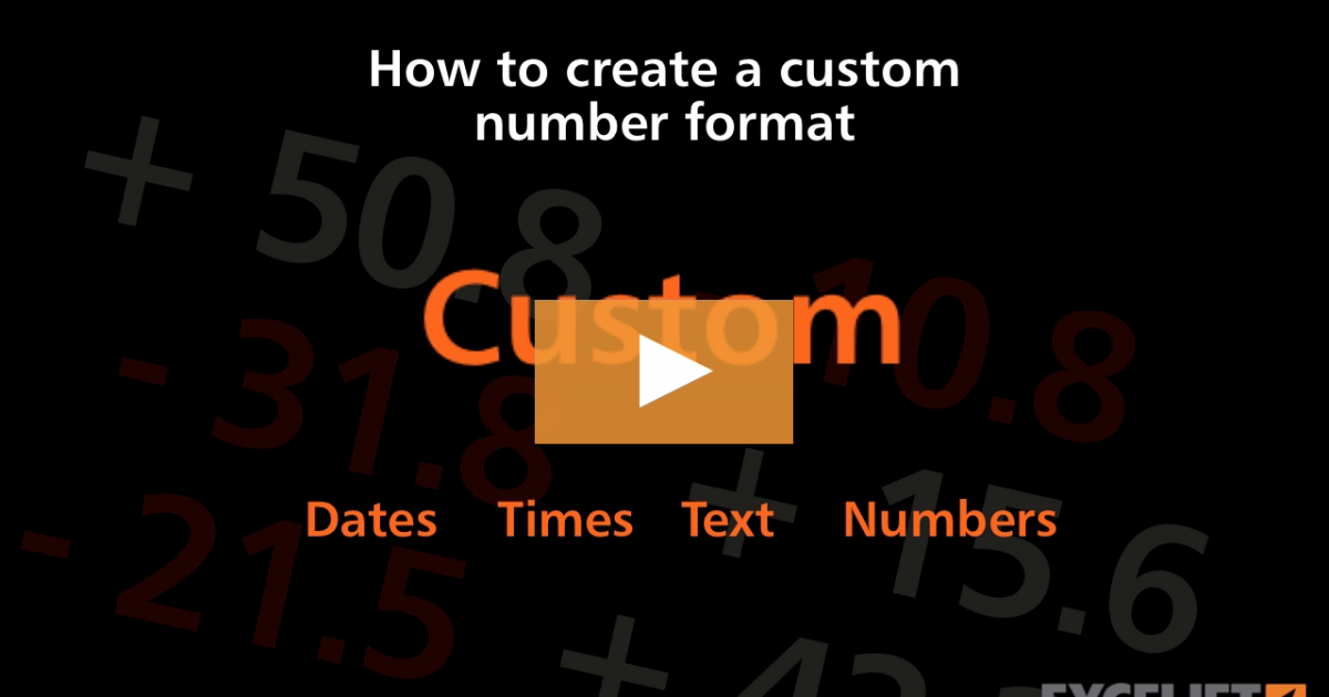 How To Create A Custom Number Format In Excel video Exceljet