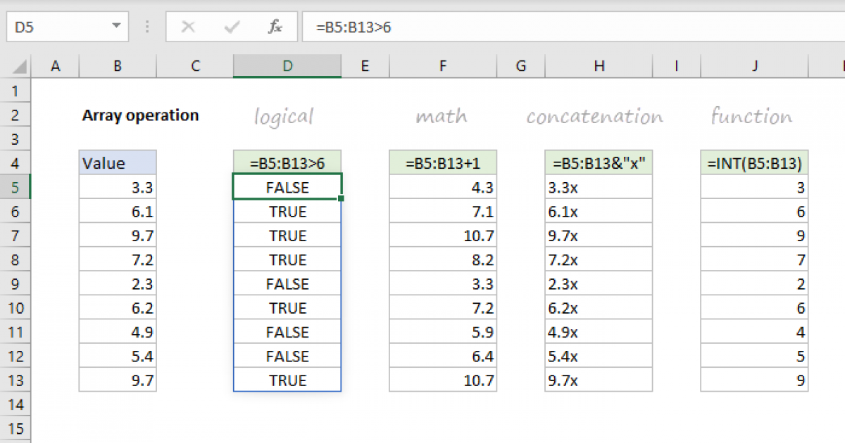 Excel Array operation | Exceljet