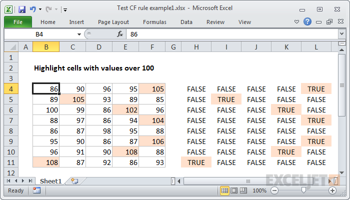 Dummy formulas show TRUE where formatting will be applied