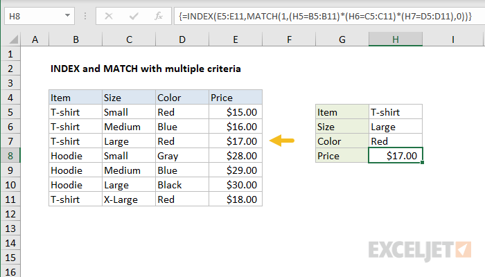 INDEX and MATCH with multiple criteria