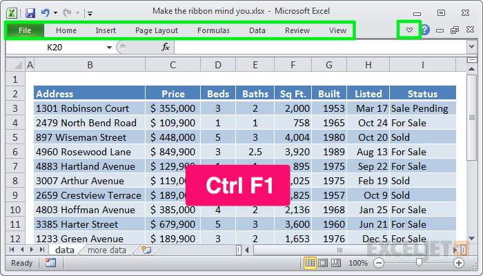where is my ribbon in excel for mac