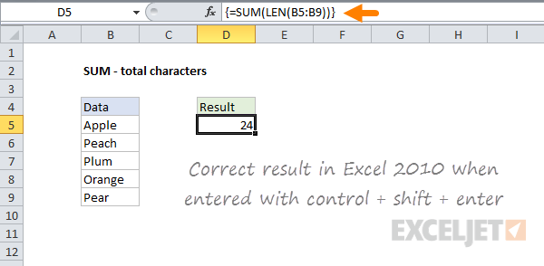 SUM function in Excel 2010 correct result