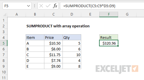 SUMPRODUCT with array operation