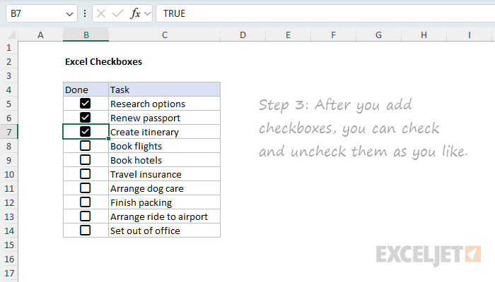 Adding a checkbox step 3: use your checkboxes