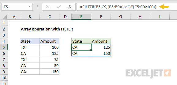 Array operation with FILTER function