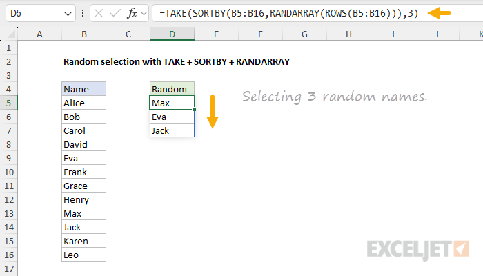 Selecting 3 random names