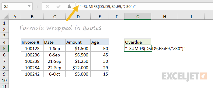 Broken formula - formula wrapped in quotes