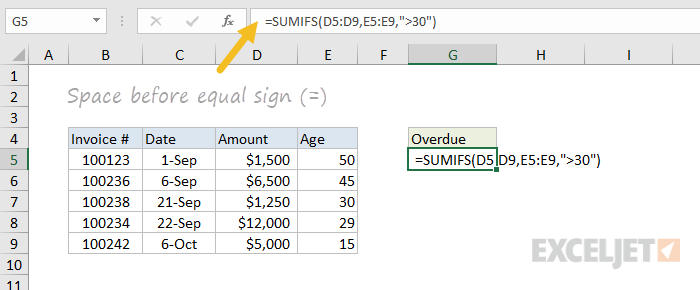 Broken formula - space before equal sign