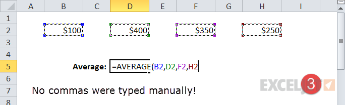 All commas were entered by Excel