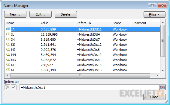 Named Ranges In Excel Exceljet