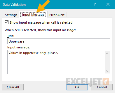 Data validation settings tab Data validation settings tab