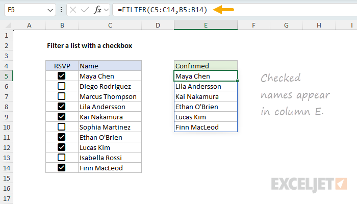 Filtering a list with a checkbox