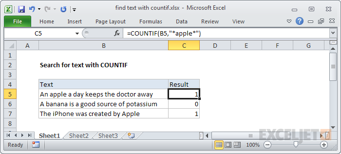 Finding text with COUNTIF and wildcards