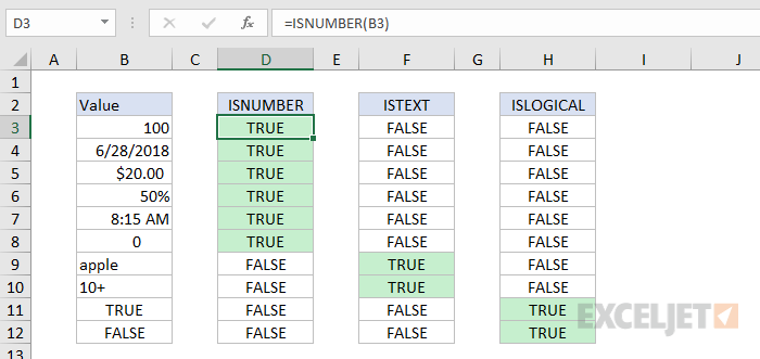 Formula criteria - using functions to test data types Formula criteria - using functions to test data types
