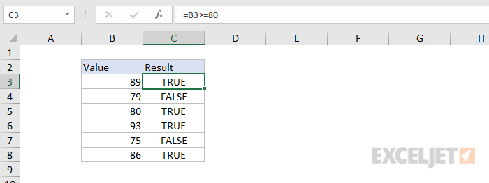 Formula criteria - testing directly on worksheet Formula criteria - testing directly on worksheet