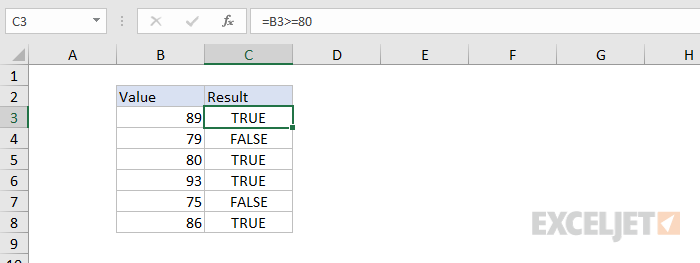 Formula criteria - testing directly on worksheet