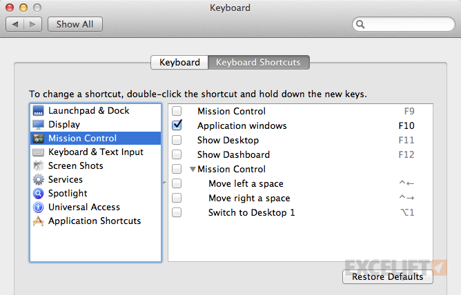 excel for mac f5