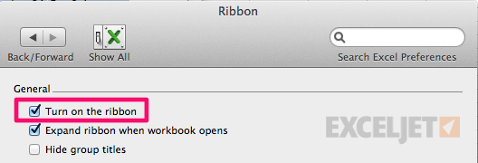 Mac ribbon preference