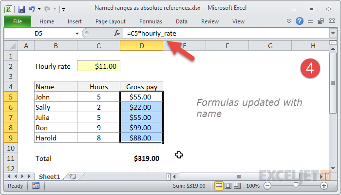 Named range automatically applied Named range automatically applied