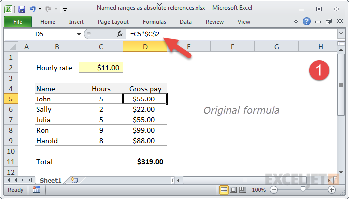 Normal formula without names range