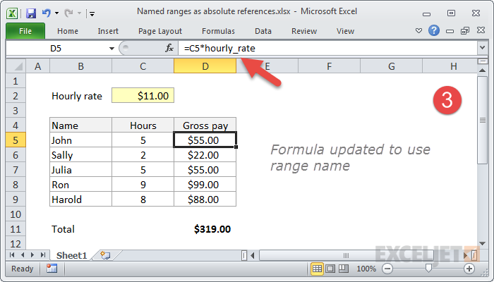 Formula updated to use named range