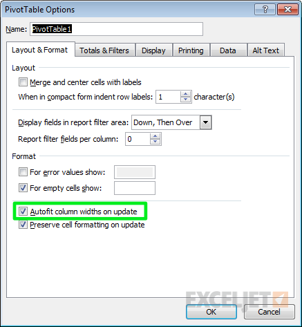 Pivot table column autofit option for Windows