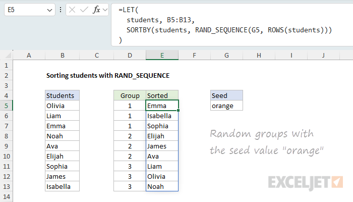 Random groups with the seed value "orange"