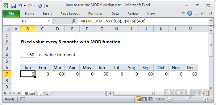MOD formula updated to use the MONTH function instead of COLUMN MOD formula updated to use the MONTH function instead of COLUMN