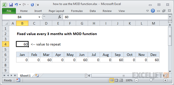 Using the MOD function to generate a repeating value