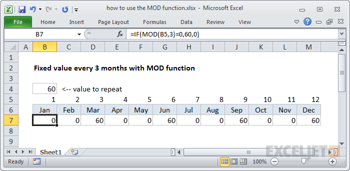 Using IF with MOD to filter non-zero results