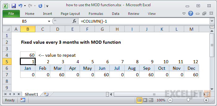 Correcting the COLUMN function with an offset