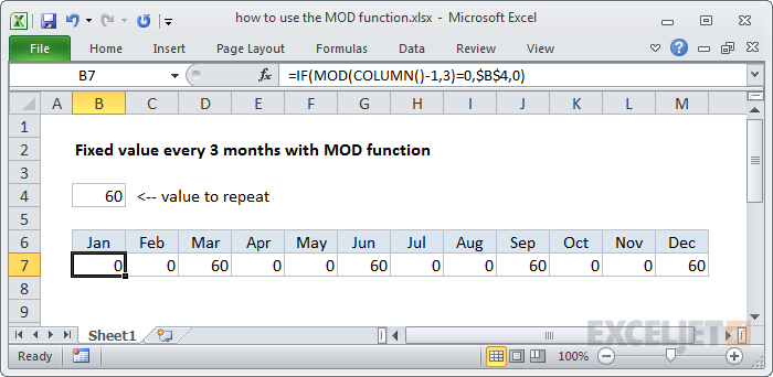 MOD formula updated with the COLUMN function MOD formula updated with the COLUMN function