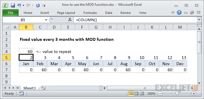 Replacing hardcoded month numbers with the COLUMN function