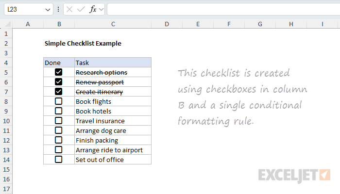 Creating a simple checklist step 1: Add the checkboxes